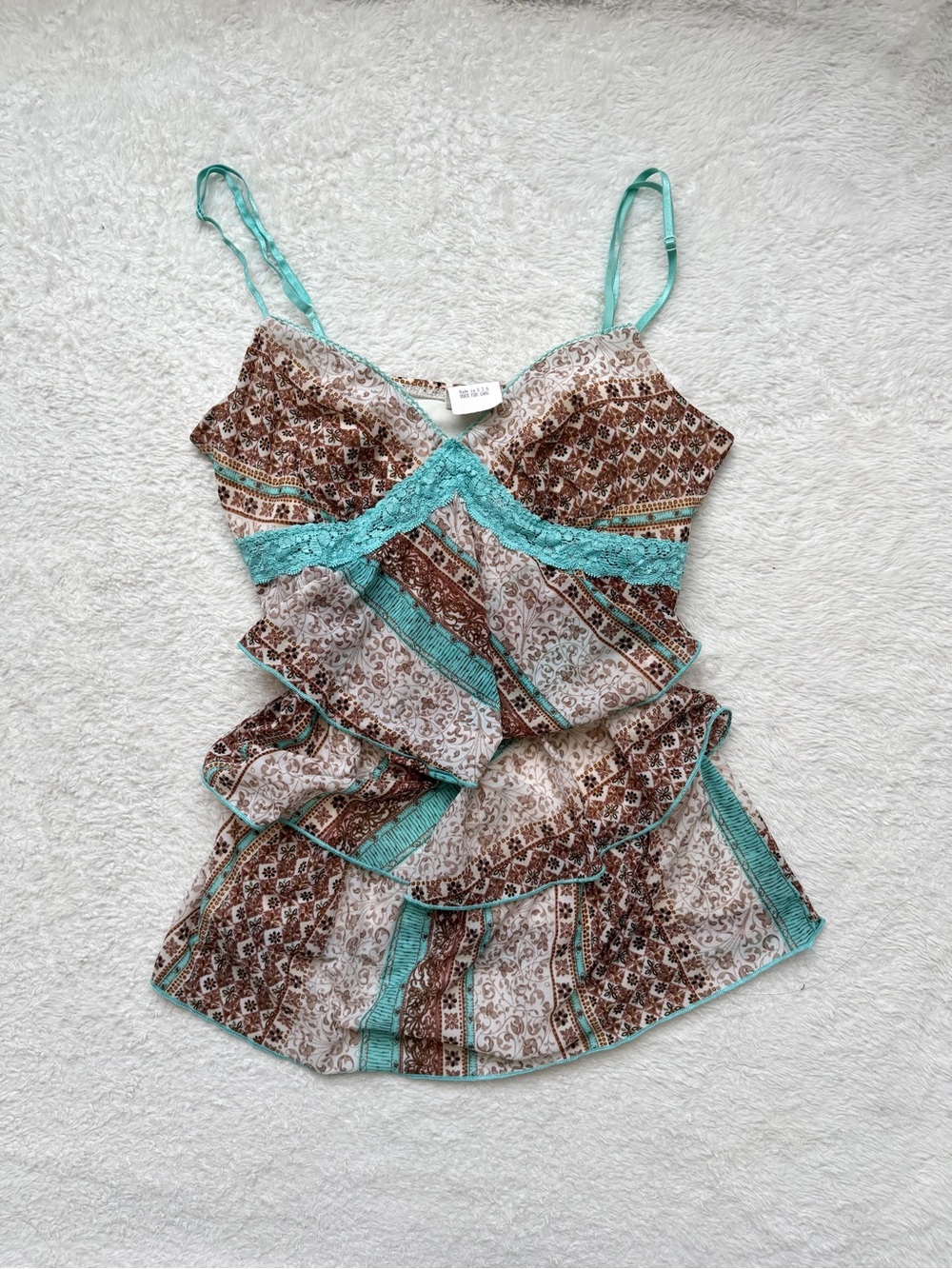 Early 2000s Maurices boho fairy ruffled laced cami